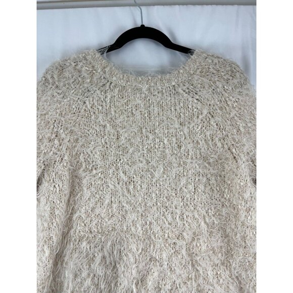 Anthropologie Knitted & Knotted Fuzzy Faux Fur V-Neck Women's Sweater - Picture 10 of 14